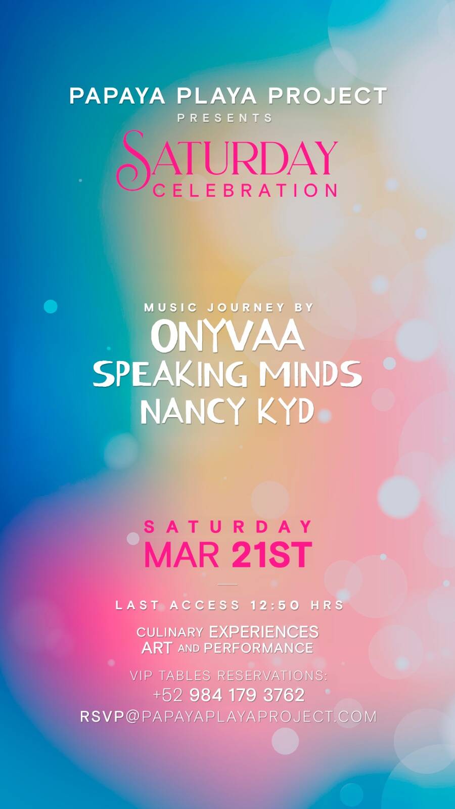 PPP Presents &bull;SATURDAY CELEBRATION &bull;Music Journey by @ONYYVA